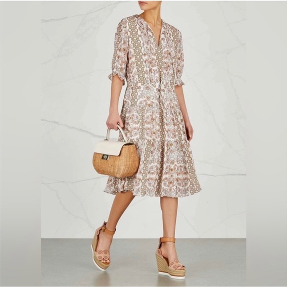 Tory Burch Silk Serena Dress Hicks Garden Printed Size 10 RETAIL $598